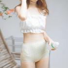 Set: Plaid Bikini + Lace Trim Cover-up