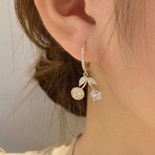 Cherry Rhinestone Alloy Dangle Earring 1 Pair - Gold - One Size