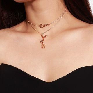 Lettering Rose Necklace