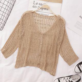 Elbow-sleeve Crochet Knit Jacket