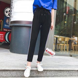 Drawstring Waist Striped Trim Sweatpants
