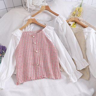Off-shoulder Ruffled Lantern-sleeve Blouse