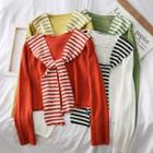 Long-sleeved Knit Top With Shawl