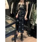 Spaghetti Strap Floral Print Midi Mermaid Dress Black - One Size