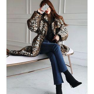 Sherpa-fleece Zip-up Leopard Coat Leopard - One Size