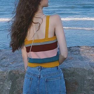 Striped Knit Camisole 8649 - Stripe - Yellow - One Size