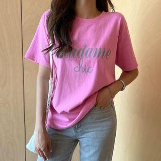 Cutout-back Letter T-shirt