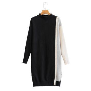 Paneled Mini Sweater Dress Black - One Size