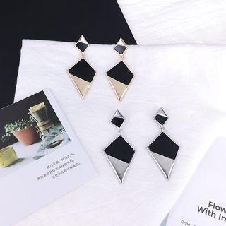 Color Panel Rhombus Dangle Earring