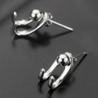 925 Sterling Silver Hook Stud Earring S925 Sterling Silver - 1 Pair - Silver - One Size