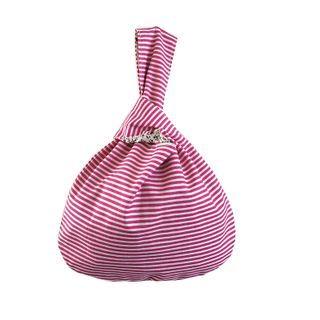 Striped Handbag Striped - White & Dark Pink - One Size