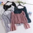 Long-sleeve Frill-trim Smocked Top
