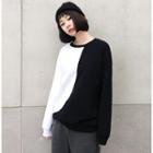 Loose-fit Colorblock Pullover Black & White - One Size