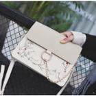 Flower Embroidered Chain Detail Crossbody Bag
