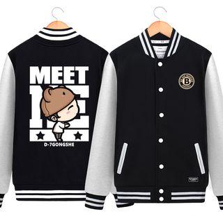 Couple Matching Color-block Print Baseball Jacket