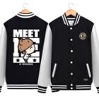 Couple Matching Color-block Print Baseball Jacket