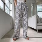 Drawcord Wide Paisley Pants