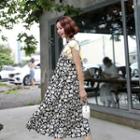 Sleeveless Frilled-detail Pattern Dress