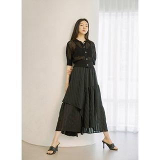Stripe Tiered Skirt Black - One Size