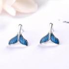 S925 Sterling Silver Mermaid Tail Stud Earring As Shown In Figure - One Size