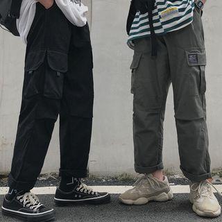 Pocket Detail High-waist Cropped Straight-fit Pants