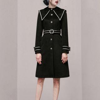 Wide-collar A-line Shirtdress
