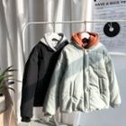 Mock Two-piece Hooded Padded Zip Jacket