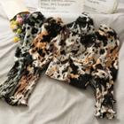 Boatneck Leopard-print Ruched Crop Top