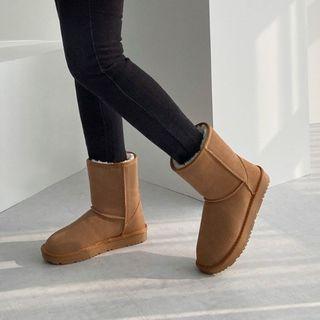 Cowhide Short Snow Boots