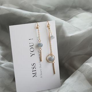 Metallic-bar Asymmetric Drop Earring