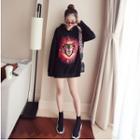 Tiger Embroidered Long Hoodie