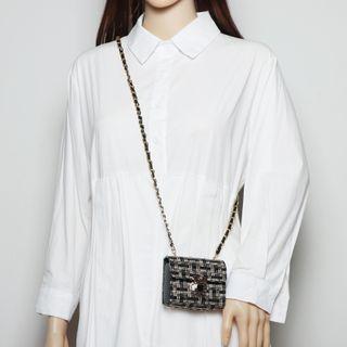 Tweed Crossbody Bag Black & Silver - One Size
