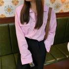 Plain Button Jacket Pink - One Size