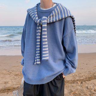 Striped Layered Loose-fit Sweater