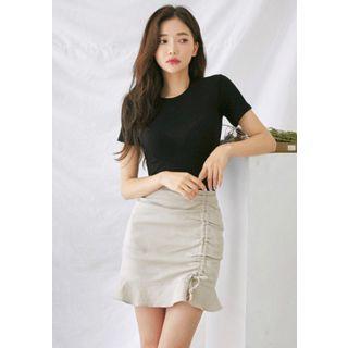 Drawstring-detail Ruffled Miniskirt