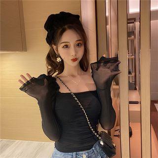 Mesh Panel Top Black - One Size