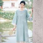 3/4-sleeve A-line Hanfu Dress Sky Blue - One Size