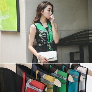 Tie-front Printed Chiffon Vest