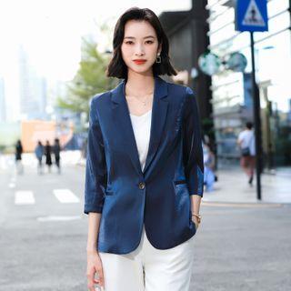 3/4-sleeve Plain Blazer / Dress Pants / Camisole Top / Set