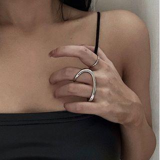 Alloy Open Double Ring J893 - Silver - One Size