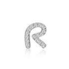 Left Right Accessory - 9k White Gold Initial R Pave Diamond Single Stud Earring (0.04cttw)