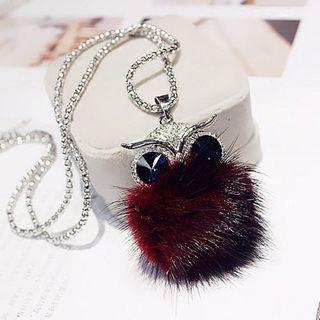 Rhinestone Bobble Owl Pendant Necklace