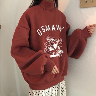 Print Turtleneck Loose-fit Sweatshirt