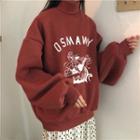 Print Turtleneck Loose-fit Sweatshirt