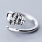 925 Sterling Silver Skull Open Ring Silver - One Size