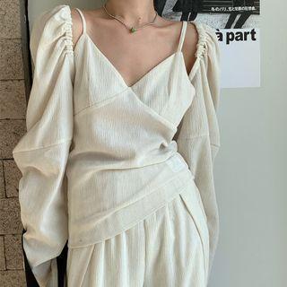 Spaghetti Strap Top / Jacket / Wide-leg Pants