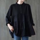 Long-sleeve Ruched Knit Panel Top