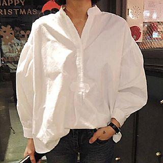 Balloon Sleeve V-neck Blouse