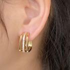 Rhinestone Drop Earring 348 - 1 Pair - Gold - One Size