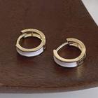 Glaze Hoop Earring 1 Pair - White & Gold - One Size